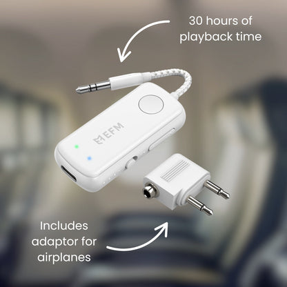 EFM Bluetooth Audio Adaptor with Universal Wireless Compatibility (White)