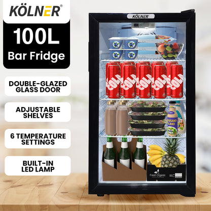 Kolner Glass Door Mini Bar Fridge 100L