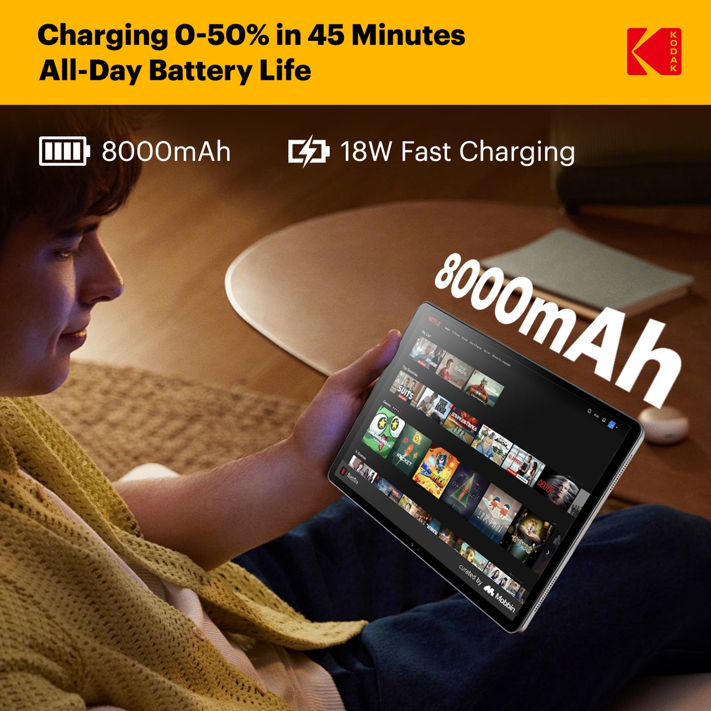 KODAK 12" Android 15 Tablet – 6GB RAM, 128GB Storage (Expandable to 1TB)