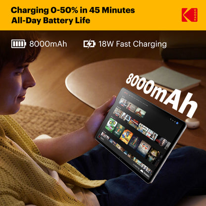 KODAK 12" Android 15 Tablet – 6GB RAM, 128GB Storage (Expandable to 1TB)