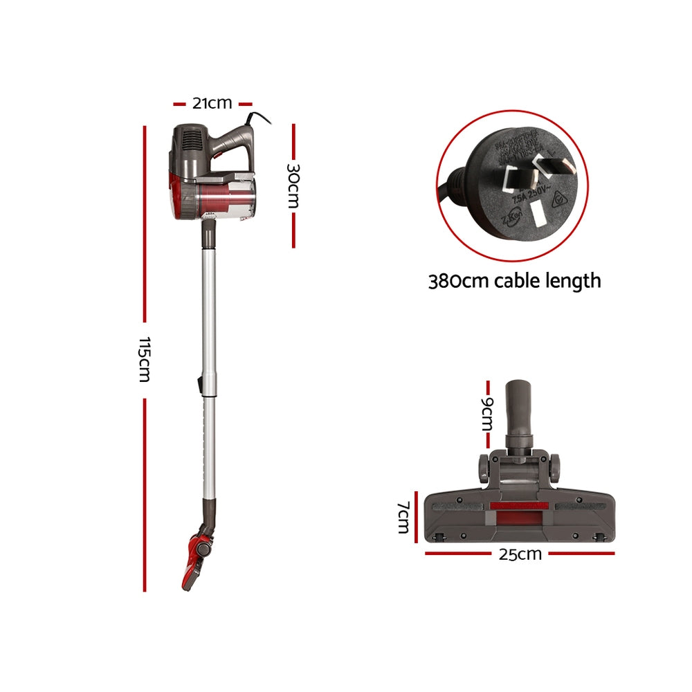 Devanti Stick Vacuum Cleaner Bagless Corded 500W (Red)