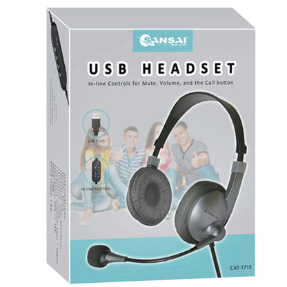 Sansai USB On Ear Headset with Microphone (Black)