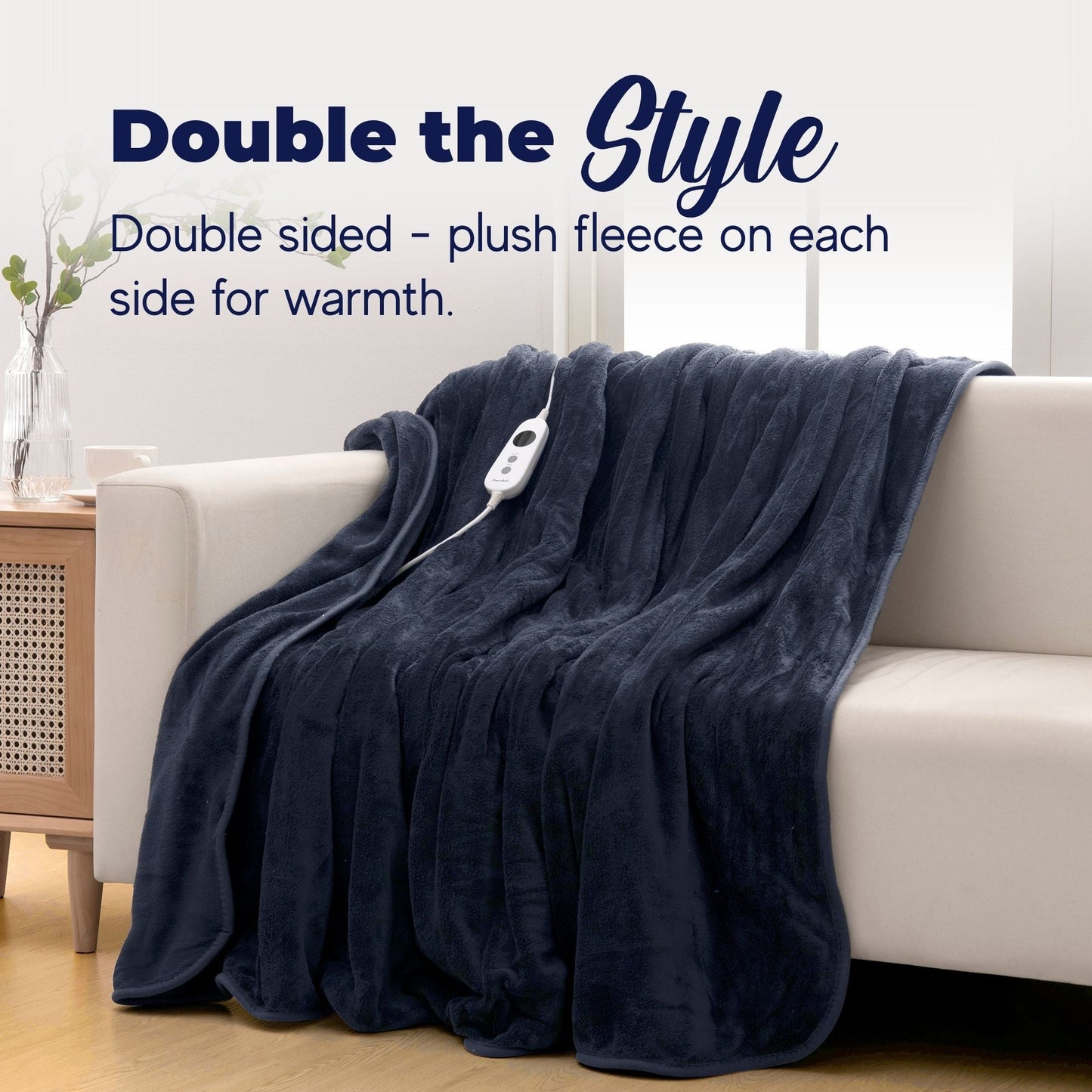Dreamaker Coral Fleece Heated Throw - Midnight Blue