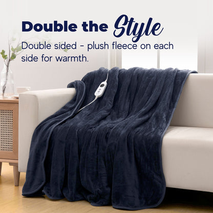 Dreamaker Coral Fleece Heated Throw - Midnight Blue