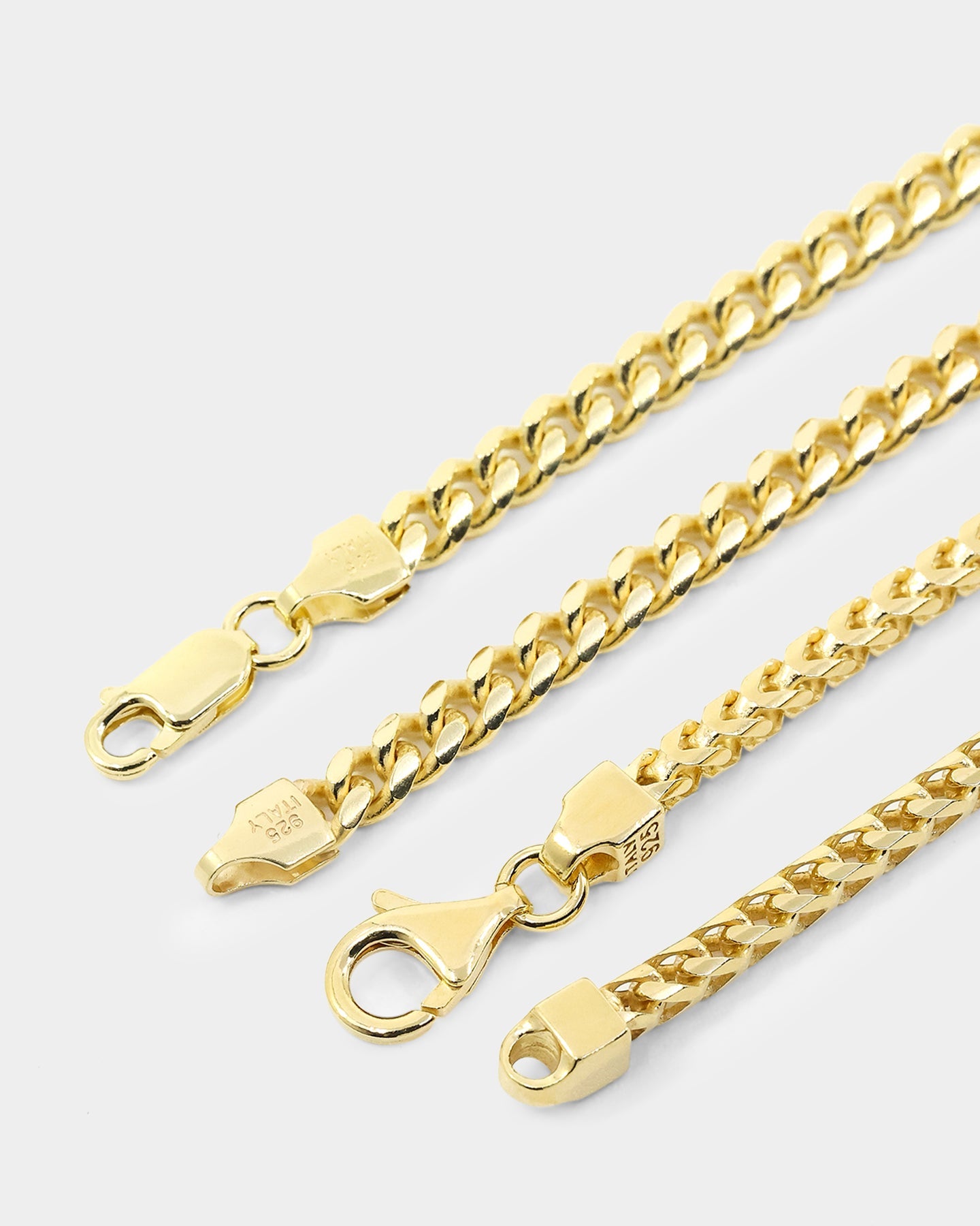House Of Auric Cuban & Franco Stack Bracelet Set 18k Gold Vermeil
