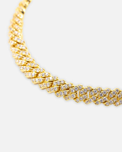 Saint Morta 6mm Iced Cuban Prong Bracelet Iced Gold