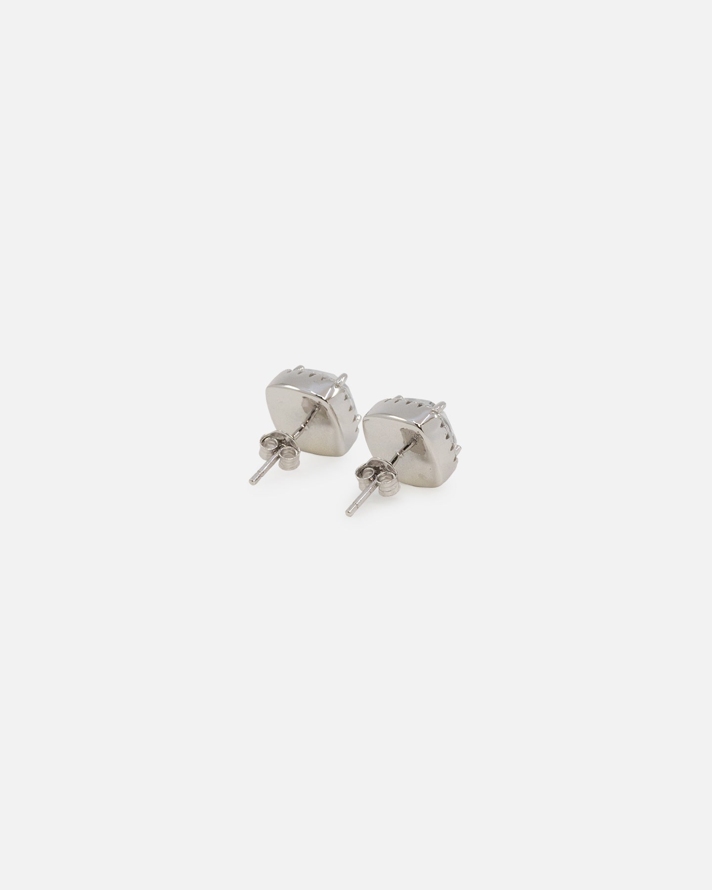 Saint Morta Cushion Cut Halo Earrings Iced White Gold