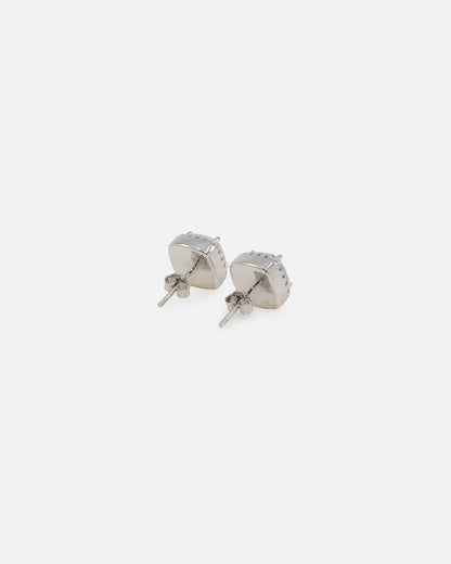 Saint Morta Cushion Cut Halo Earrings Iced White Gold
