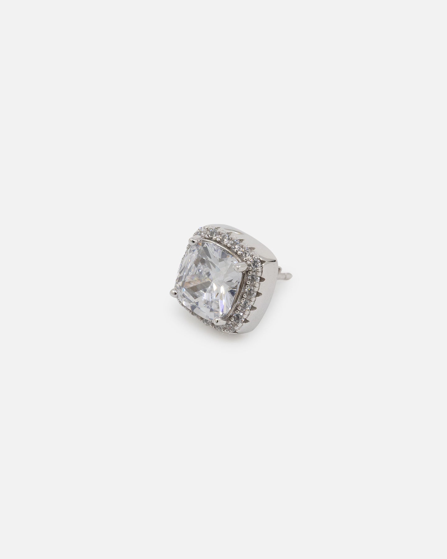 Saint Morta Cushion Cut Halo Earrings Iced White Gold