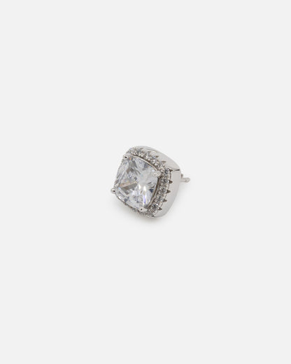 Saint Morta Cushion Cut Halo Earrings Iced White Gold