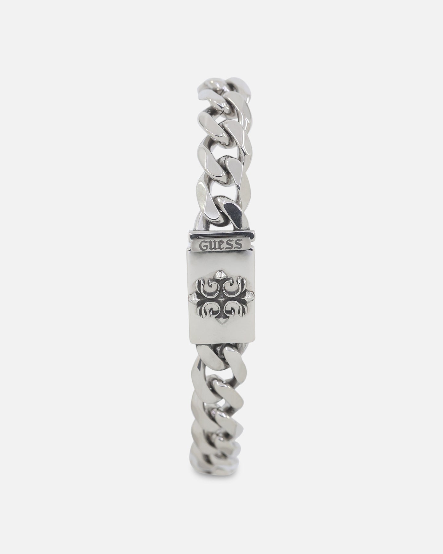 Guess Mainline 10mm 4G Rebel Curb Chain Bracelet Silver