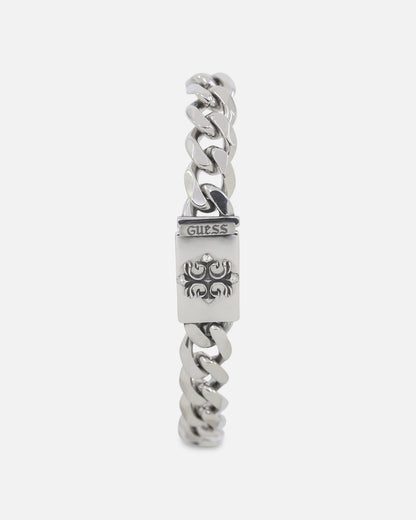 Guess Mainline 10mm 4G Rebel Curb Chain Bracelet Silver
