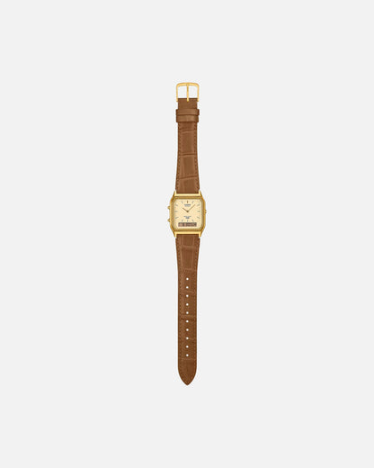 Casio AQ230EGL-9A Watch Black/Gold/Tan