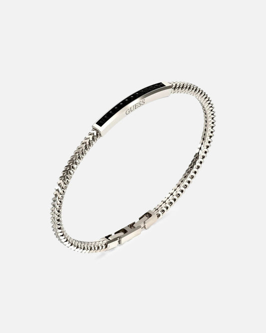 Guess Mainline Noir Crystals Plate Bracelet Steel