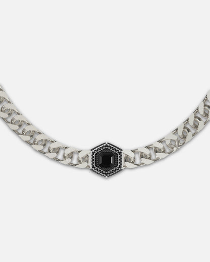 Guess Mainline Lion King Crystal Exagon Necklace Silver