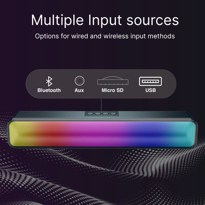 Laser RGB Portable Bluetooth Gaming Soundbar with Multi-Input