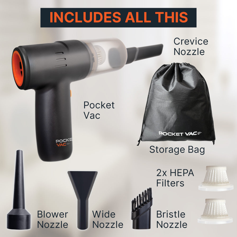 Pocket Vac 2-in-1 Handheld Portable Vacuum & Blower