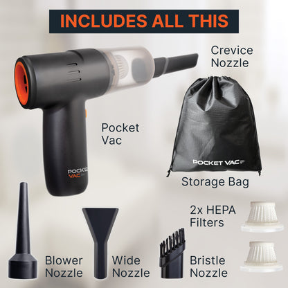 Pocket Vac 2-in-1 Handheld Portable Vacuum & Blower