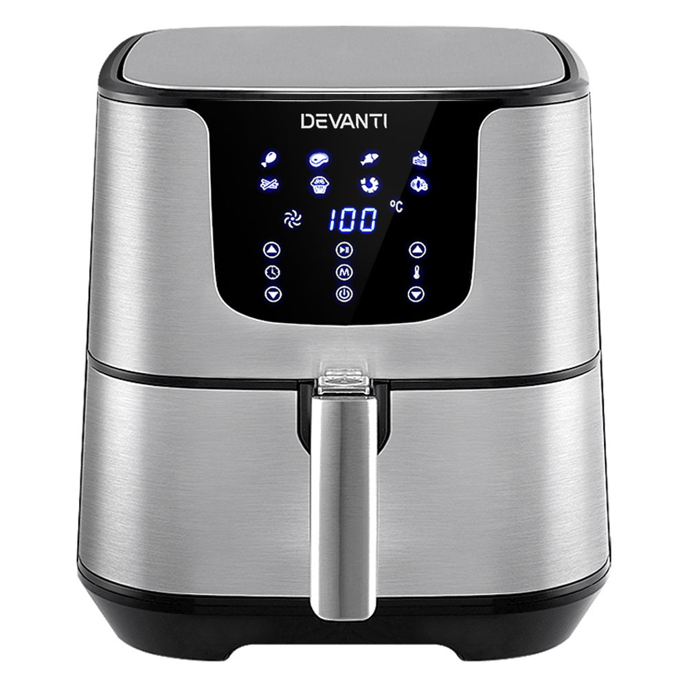 Devanti Air Fryer 7L LCD Fryers (Stainless Steel)