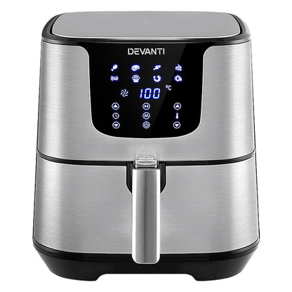 Devanti Air Fryer 7L LCD Fryers (Stainless Steel)