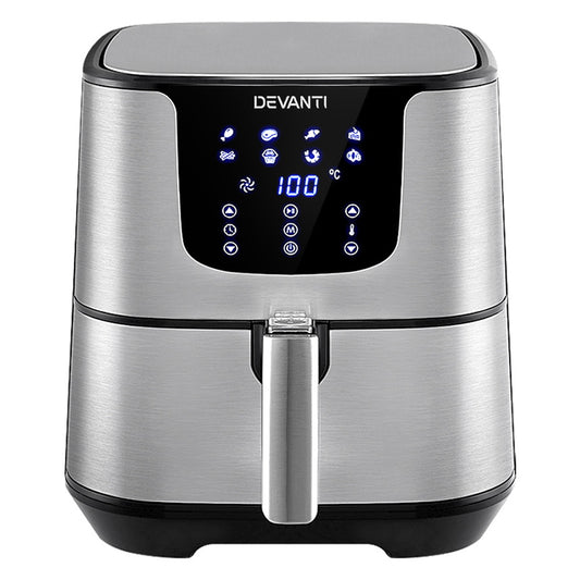 Devanti Air Fryer 7L LCD Fryers (Stainless Steel)