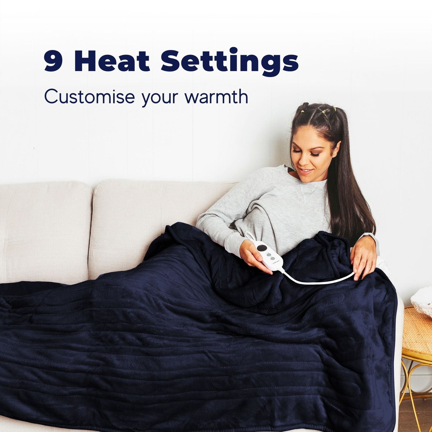 Dreamaker Coral Fleece Heated Throw - Midnight Blue