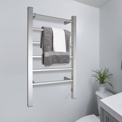 Pronti 100W Electric Heated Wall Mounted Towel Rack (Silver)