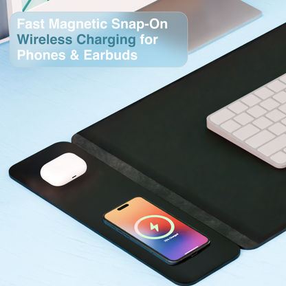 Laser Wireless Charging Desk Mat (Black)