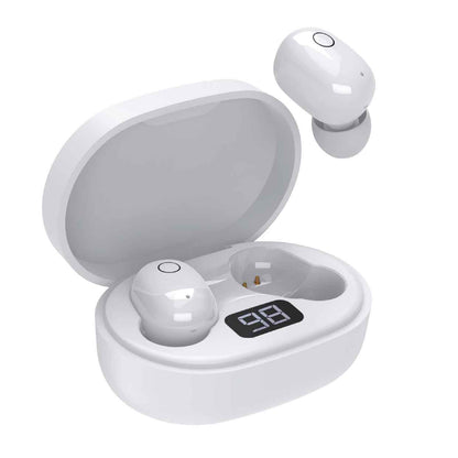 Laser Mini TWS Earbuds with ENC and LED Display (White)