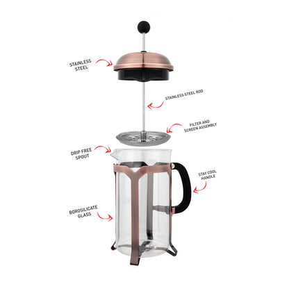 Avanti Domo Copper 8 Cup Coffee Plunger 1 Litre