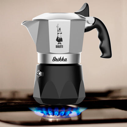 Bialetti Brikka 2 Cup Espresso Maker - Silver and Black