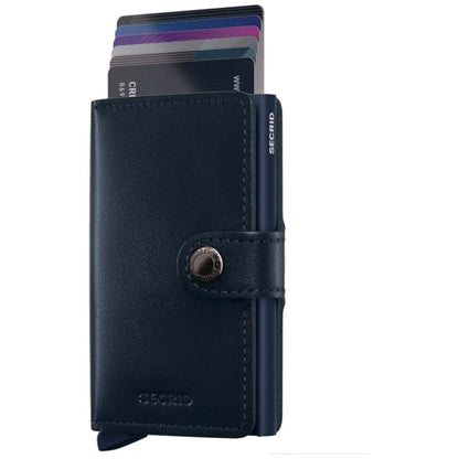 Secrid Miniwallet Compact RFID Mens Travel Wallet European Leather Navy