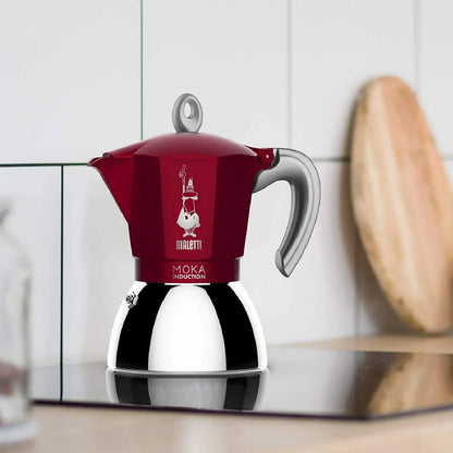 Bialetti Moka 4 Cup Induction Espresso Maker - Red