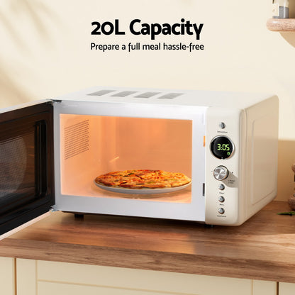 Devanti 20L Microwave Oven 700W (Cream)