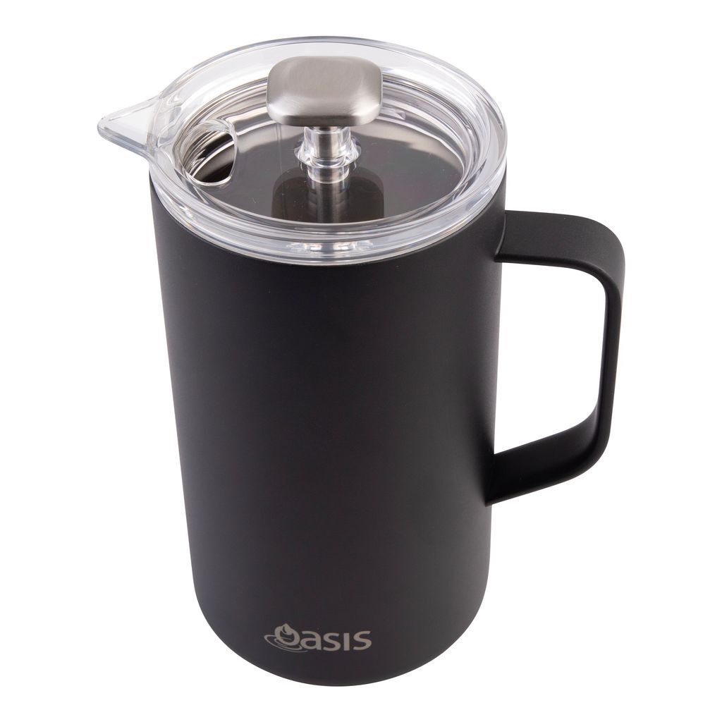Oasis Stainless Steel Double Wall Insulated Coffee Press - 8 Cup - 1 Litre - Black