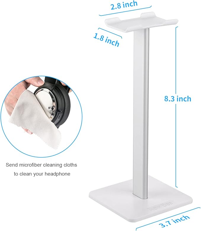 New Bee Headphone Stand with Aluminum Support Bar (Silver)