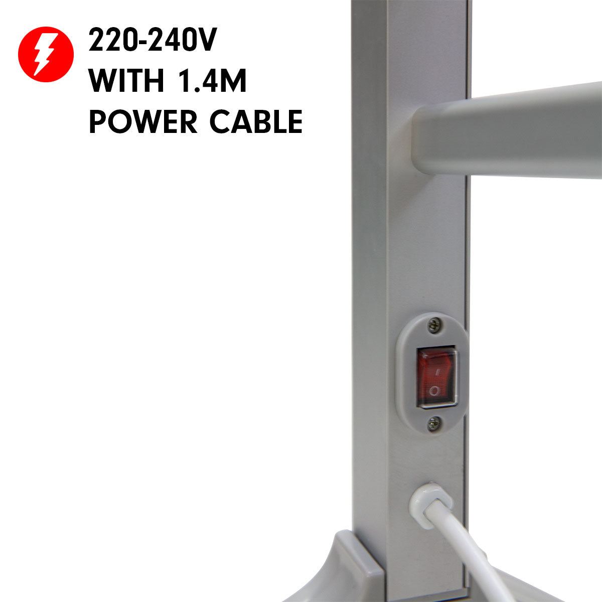 Pronti 100W Electric Heated Wall Mounted Towel Rack (Silver)