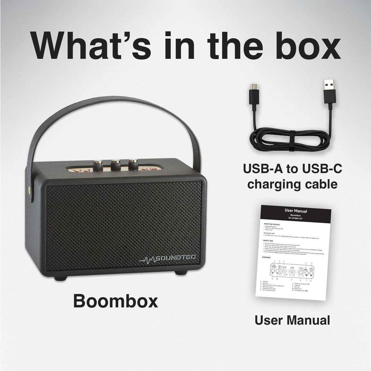 SoundTec Bluetooth Retro Boombox Speaker (Black)