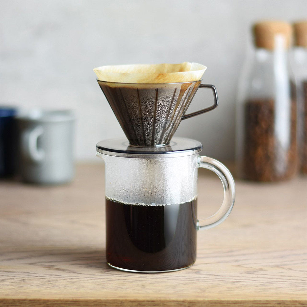 Kinto SCS Resin 4-Cup Pourover Coffee Brewer Maker 13cm with Handle Clear Grey