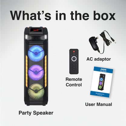 Laser Wireless Tower Speaker – 40W with LED Lights (Black)