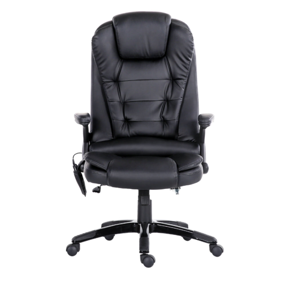 Artiss 8 Point Massage Office Chair Heated Seat Recliner PU (Black)