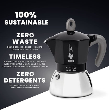 Bialetti Moka 6 Cup Induction Espresso Maker - Black