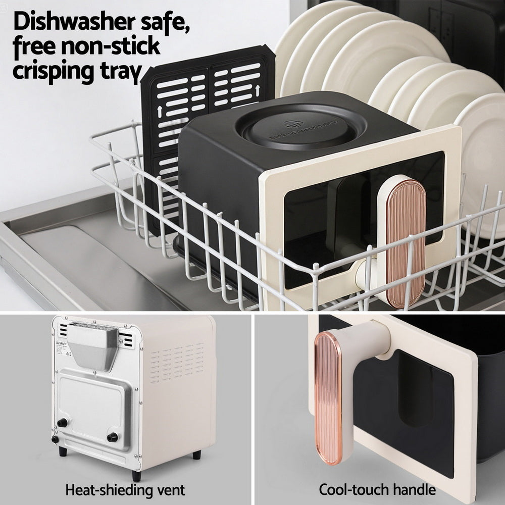 Devanti 6L Air Fryer Knob Control 1700W (Cream)