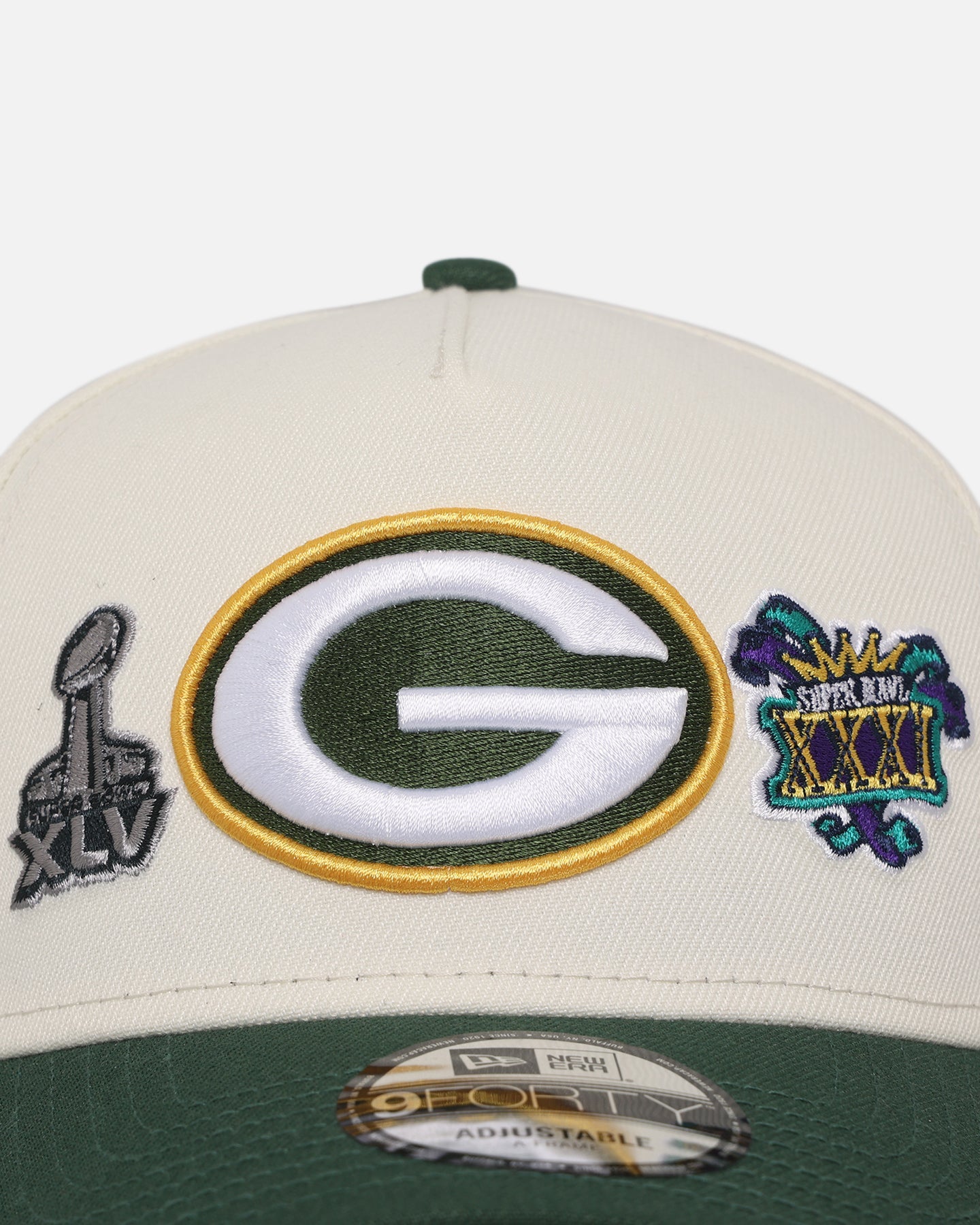 New Era Green Bay Packers 'Super Bowl Logos' 9FORTY A-Frame Snapback Chrome