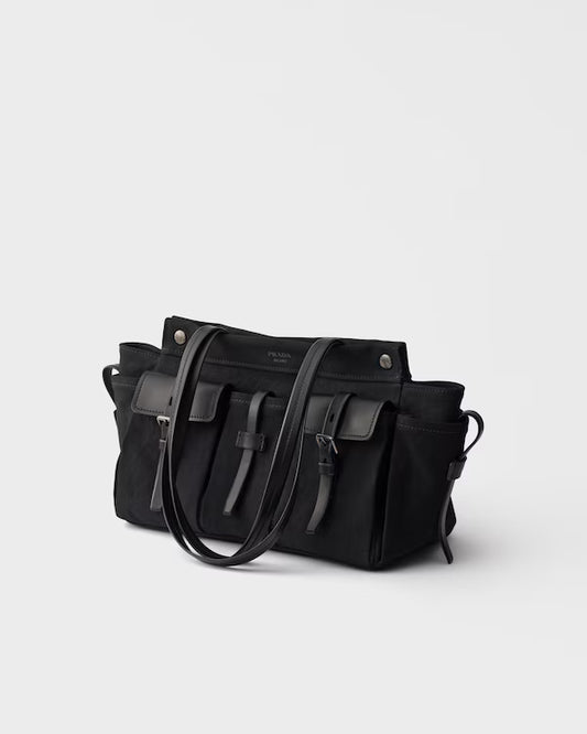 Prada Route large canvas and leather tote bag