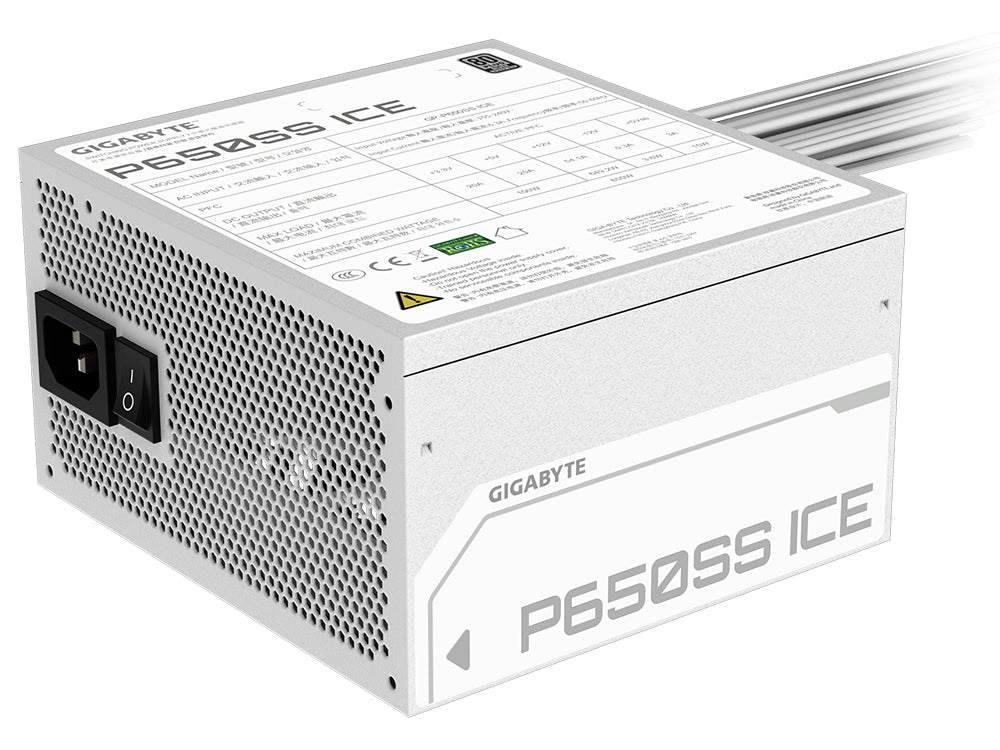 GIGABYTE GP-P650SS ICE 650W 80+ Silver ATX 3.0 Power Supply - White
