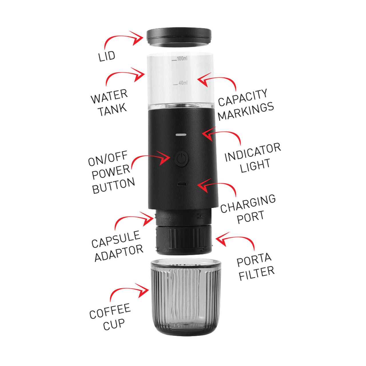 Avanti Apex Portable Espresso Coffee Maker With Heating Function