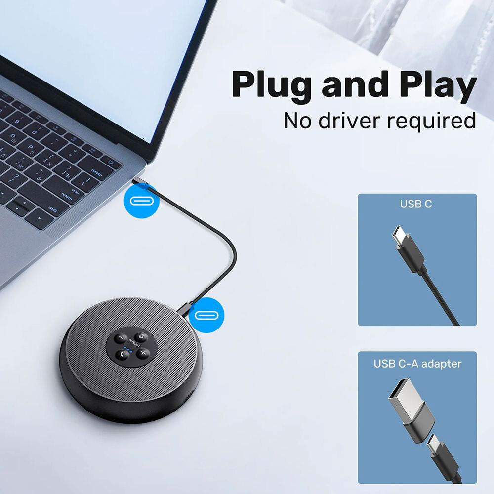 EMEET Portable OfficeCore M1A Zoom-Certified Plug-and-Play USB Speakerphone