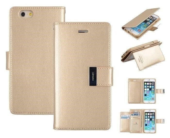 Goospery Rich Diary Case for iPhone 13 - gold