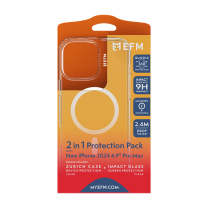 EFM 2-in-1 Case and Screen Protection Bundle - iPhone 16 Pro Max (Clear)